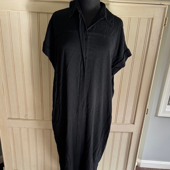 NWT 7115 By SZEKI Signature Black Shirt Button Down Dress - Picture 3 of 11